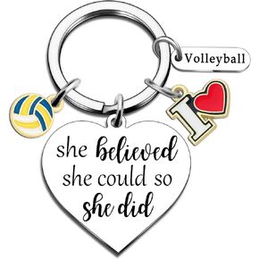 Volleyball Gifts for Teen Girls Women Volleyball Stuff Keychain Accessories Cute Gifts for Volleyball Players-She Believed She Could So She Did-I Love Volleyball Training Equipment Stuff Jewelry