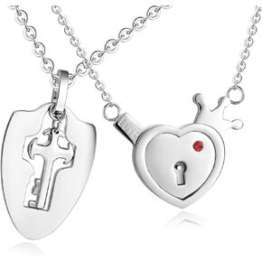 His & Hers Matching Set Your Key to My Heart Couple Pendant Necklace Key and Lock Style in a Gift Box