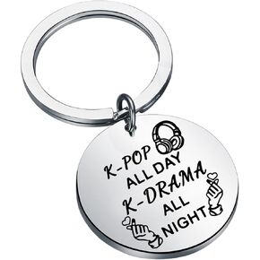 MYOSPARK K-Drama Lover Gift K-Pop Lover Gift K-Pop All Day K-Drama All Night Keychain K-Pop Music Fans Gift