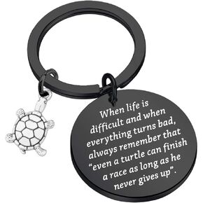 Turtle Gift Even a Turtle Can Finish a Race as Long as He Never Gives Up Keychain Turtle Charm Inspirational Gifts