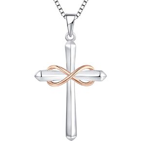 STARCHENIE Infinity Cross Necklace for Women 925 Sterling Silver Polished Cross Pendant Crucifix Jewelry Gifts
