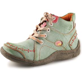 TMA EYES Women Stitching Shoes Leather Lace-up Low Heel Handwork Casual Boots
