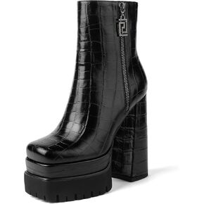 أحذية Eldof النسائية ذات الكعب العالي المكتنز والأحذية ذات المقدمة المربعة والسحاب الجانبي in Kuwait