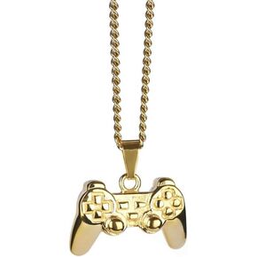 Stainless Steel Game Controller Necklace 18K Gold Plated Men Fashion Punk Rock Best Friends Console Handle Necklace Jewerly