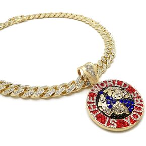 Hip Hop THE WORLD IS YOURS Pendant & 12mm 18" Full Iced Box Lock Cuban Chain Necklace