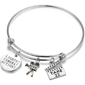 Director's Gift Lights Camera Action Bracelet Actor Gift Clapboard Charm Bangle Movie Jewelry Movie maker Gift