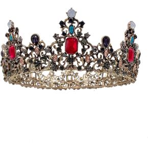 SH Full Round Jeweled Crown for Women, Rhinestone Queen Tiaras and Crowns