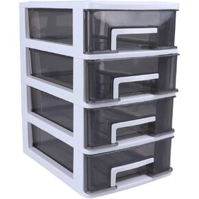 LIFKOME Storage Cabinet Plastic Drawer Type Closets Portable Multifunction Storage Rack Organizer Furniture Jewelry Organizer Jewelry Organizer Box 4- layers (White and Black)