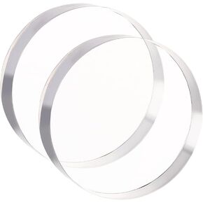 FINGERINSPIRE 2 Pcs Acrylic Display Block 4x4x1 inch Round Clear Polished Acrylic Display Base Crystal Solid Acrylic Cube Jewelry Stand Ring Showcase Holder Base for Showing Collectibles Home Decor in Saudi Arabia