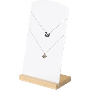Acrylic Necklace Jewelry Organizer Holder Stand, Acrylic Necklace Storage, Bamboo Base Necklace Display Rack for Home Use or Shop Selling Show (Bamboo Base 2)