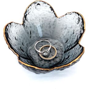 Green Flower Ring Dish Jewelry Tray, Small Glass Trinket Tray for Rings Earrings, Gift for Wife Mom Daughter Women