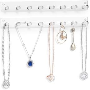 منظم عقد يثبت على الحائط من ماكبلانكوك - حامل اساور 8 خطافات مجوهرات، شماعة قلادة اكريليك لعرض سلاسل الجسم للنساء والاطفال والفيونكة وحزام الخصر 11.8 انش in Kuwait