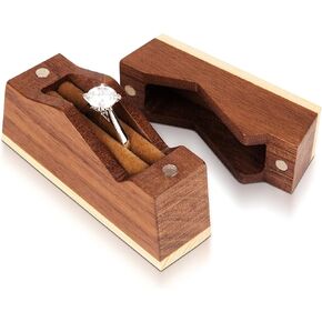 علبة خاتم الخطوبة للاقتراح - صندوق خاتم خشب برازولي - صندوق حامل خاتم صغير للخطوبة - حامل خاتم رجالي فريد in Kuwait