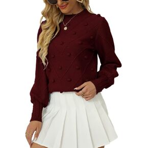 سترة نسائية من Locryz برقبة دائرية وأكمام واسعة بلوفر أنيق من نسيج بوم in Kuwait