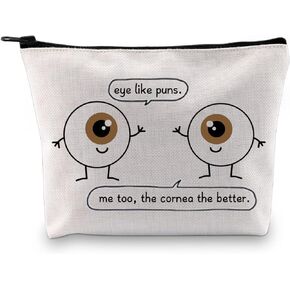 G2TUP Eye Doctor Gift Eye Like Puns حقيبة مكياج طبيب العيون طبيب العيون حقيبة مستحضرات التجميل هدية البصريات حقيبة سفر بسحاب (العين مثل حقيبة بيضاء من Puns)