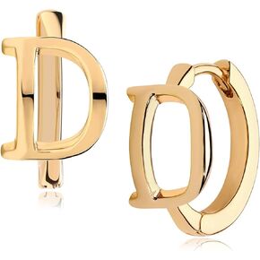 Valloey Rover Initial Huggie Hoop Earrings for Women 14K Gold Plated Letter A-Z Alphabet Personalized Earrings Minimalist Dainty Jewelry Gift for Girls