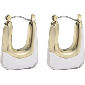 Chunky Clear Earrings,Vintage U Shaped Earrings Resin Earrings Individuality Minimalist Earrings Huggie Hoop Earrings for Women