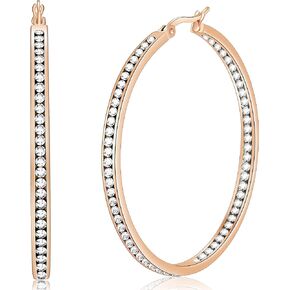 2 Inch Surgical Steel Big Hoop Earrings for Women with Mult-colors Stunning Cubic Zirconia Hypoallergenic Jewelry for Sensitive Ears Large