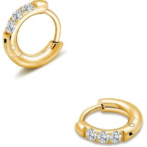 Hademade Small Gold Hoop Earrings for Women: Stainless Ssteel Huggie Earrings with CZ Statement Earrings Hypoallergenic 14k Gold Plated/Silver