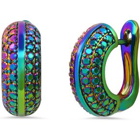 18K Gold Plated Brass Huggie Earrings with Simulated Diamonds