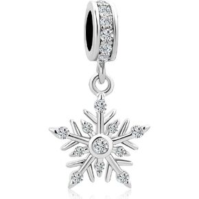 Dangle Clear & Blue Snowflake Charm Beads For Charm Bracelets