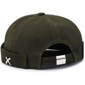 Men's Cotton Skullcap Sailor Brimless Retro Rolled Cuff Docker Hats Beanies Street Casual Beanie Caps