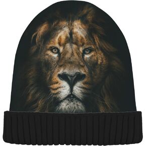 ALAZA Lion Beanie for Women Men Winter Hat Reversible Skull Cuffed Knit Cap