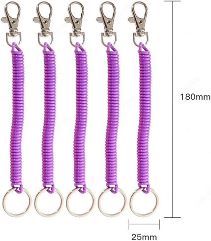 Yawtncyw Blue Spiral Stretch Keychain Elastic Spring Rope Key Ring, Anti-lost Keyring Unisex Wrist Coil Key Cord Clasp Hook Women's Keyrings and Keychains in Kuwait