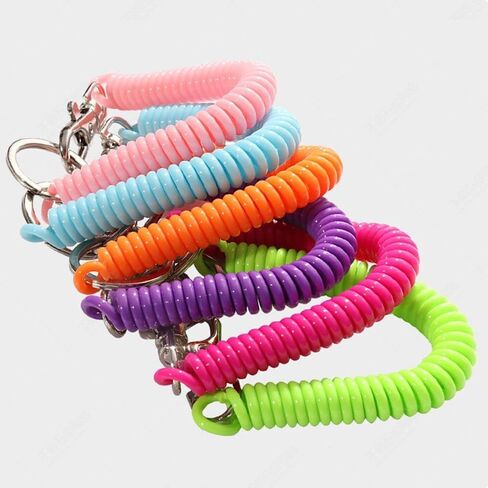 Yawtncyw Blue Spiral Stretch Keychain Elastic Spring Rope Key Ring, Anti-lost Keyring Unisex Wrist Coil Key Cord Clasp Hook Women's Keyrings and Keychains in Kuwait