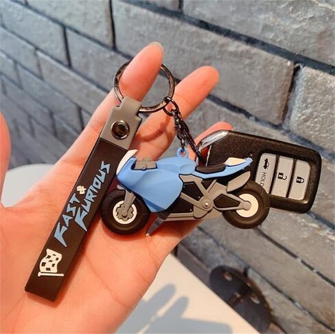 Ergugos Motorcycle Model Keychain Cartoon Key Chain Key Ring Holder Rubber Keyring For Motor Racing Styling PVC Charm Car Key Ring Keychain Gift for Men and Women in Saudi Arabia