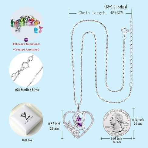 YL Women's Butterfly Necklace 925 Sterling Silver Flower Rose Pendant Birthstone Halo Jewelry in Saudi Arabia