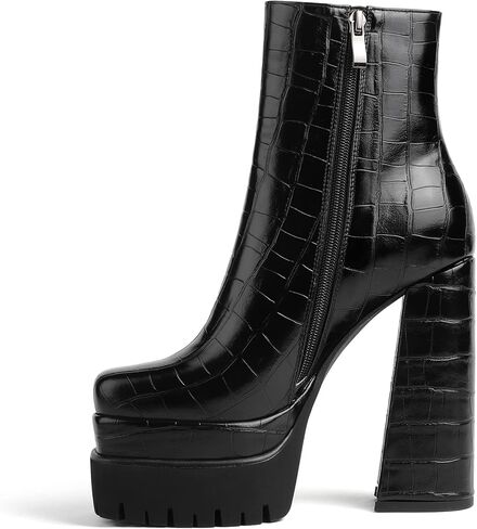 أحذية Eldof النسائية ذات الكعب العالي المكتنز والأحذية ذات المقدمة المربعة والسحاب الجانبي in Kuwait