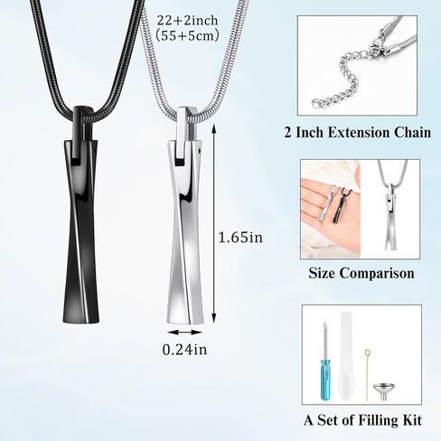 Dletay 2 قطعة قلادات جرة للرماد البشري قلادة رماد تذكارية من الفولاذ المقاوم للصدأ قلادة تذكارية مجوهرات رماد للنساء والرجال in Kuwait