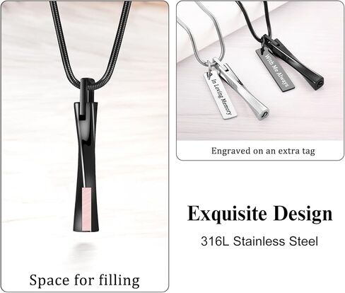 Dletay 2 قطعة قلادات جرة للرماد البشري قلادة رماد تذكارية من الفولاذ المقاوم للصدأ قلادة تذكارية مجوهرات رماد للنساء والرجال in Kuwait