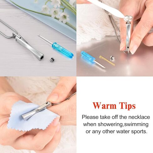 Dletay 2 قطعة قلادات جرة للرماد البشري قلادة رماد تذكارية من الفولاذ المقاوم للصدأ قلادة تذكارية مجوهرات رماد للنساء والرجال in Kuwait