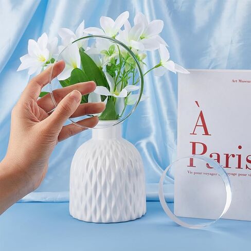 FINGERINSPIRE 2 قطعة كتلة عرض أكريليك 4 × 4 × 1 بوصة مستديرة شفافة مصقولة من الأكريليك قاعدة عرض كريستال صلبة أكريليك مكعب مجوهرات حامل حلقة عرض قاعدة حامل لعرض المقتنيات ديكور المنزل in Saudi Arabia
