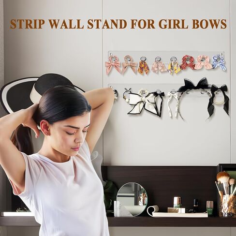 منظم عقد يثبت على الحائط من ماكبلانكوك - حامل اساور 8 خطافات مجوهرات، شماعة قلادة اكريليك لعرض سلاسل الجسم للنساء والاطفال والفيونكة وحزام الخصر 11.8 انش in Kuwait