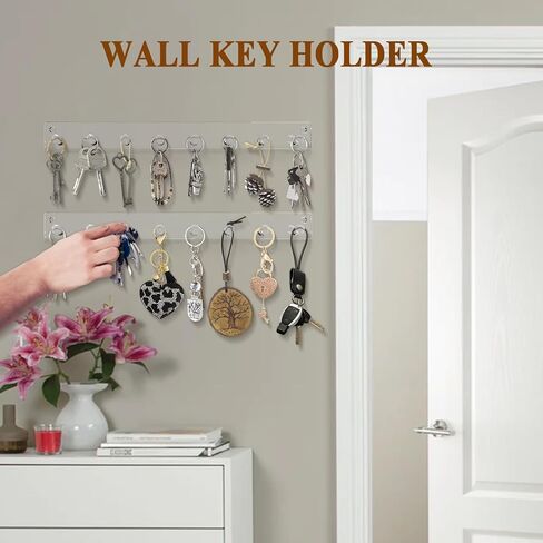 منظم عقد يثبت على الحائط من ماكبلانكوك - حامل اساور 8 خطافات مجوهرات، شماعة قلادة اكريليك لعرض سلاسل الجسم للنساء والاطفال والفيونكة وحزام الخصر 11.8 انش in Kuwait