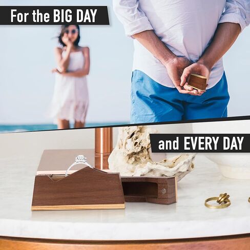 علبة خاتم الخطوبة للاقتراح - صندوق خاتم خشب برازولي - صندوق حامل خاتم صغير للخطوبة - حامل خاتم رجالي فريد in Kuwait