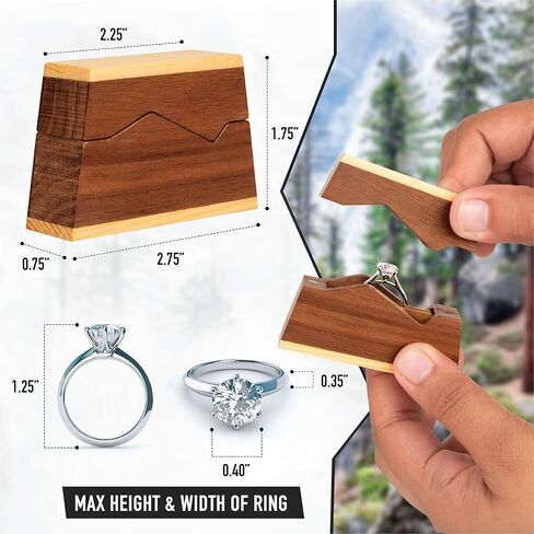 علبة خاتم الخطوبة للاقتراح - صندوق خاتم خشب برازولي - صندوق حامل خاتم صغير للخطوبة - حامل خاتم رجالي فريد in Kuwait