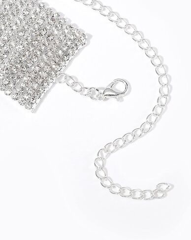 Nicute Crystal Choker Silver Butterfly Necklace Sparkly Full Rhinestone Choker Festival Rave Neck Jewelry for Women and Girls in Saudi Arabia