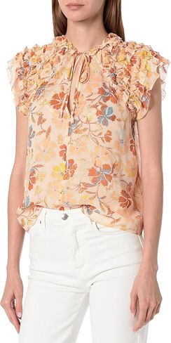 قميص Tezza للسيدات من Joie باللون المشمش البرتقالي متعدد الألوان in Kuwait