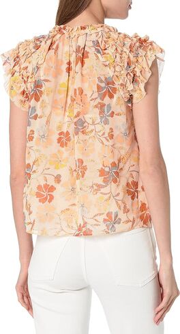 قميص Tezza للسيدات من Joie باللون المشمش البرتقالي متعدد الألوان in Kuwait