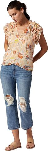 قميص Tezza للسيدات من Joie باللون المشمش البرتقالي متعدد الألوان in Kuwait