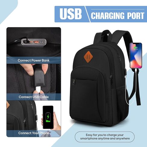 حقيبة ظهر للسفر من بيولين للرجال والنساء، حقيبة ظهر كبيرة للكمبيوتر المحمول مع جيب مضاد للسرقة ومنفذ شحن USB - حقيبة كتب كلاسيكية للمدرسة، والكلية، والعمل، والسفر in Kuwait