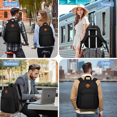 حقيبة ظهر للسفر من بيولين للرجال والنساء، حقيبة ظهر كبيرة للكمبيوتر المحمول مع جيب مضاد للسرقة ومنفذ شحن USB - حقيبة كتب كلاسيكية للمدرسة، والكلية، والعمل، والسفر in Kuwait