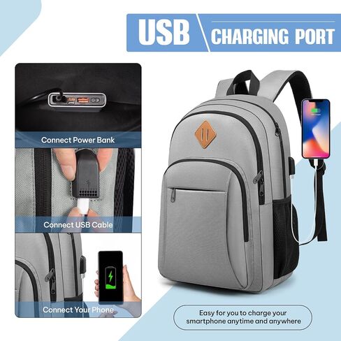 Beaulyn Travel Backpack for Men Women, Large Laptop Backpack with Anti Theft Pocket & USB Charging Port - Classic Bookbag for School, College,Work, Travel in Saudi Arabia