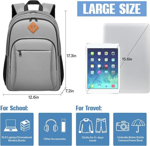 Beaulyn Travel Backpack for Men Women, Large Laptop Backpack with Anti Theft Pocket & USB Charging Port - Classic Bookbag for School, College,Work, Travel in Saudi Arabia