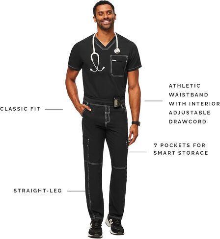 FIGS Axim Cargo Utility Scrub Pants for Men — Classic Fit, Straight Leg, 7 Pockets, 4-Way Stretch — Amazon Exclusive in Kuwait