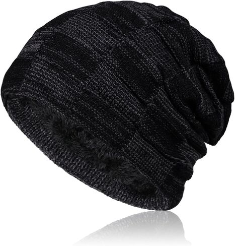Winter Slouchy Beanie Hats for Men Warm Fleece Lined Knit Skull Mens Beanies Hats in Saudi Arabia